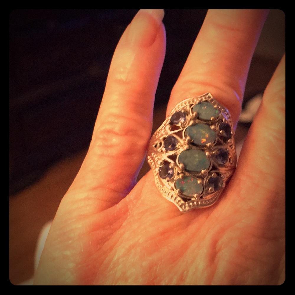 Peruvian Blue opals — Sterling silver — SZ 5